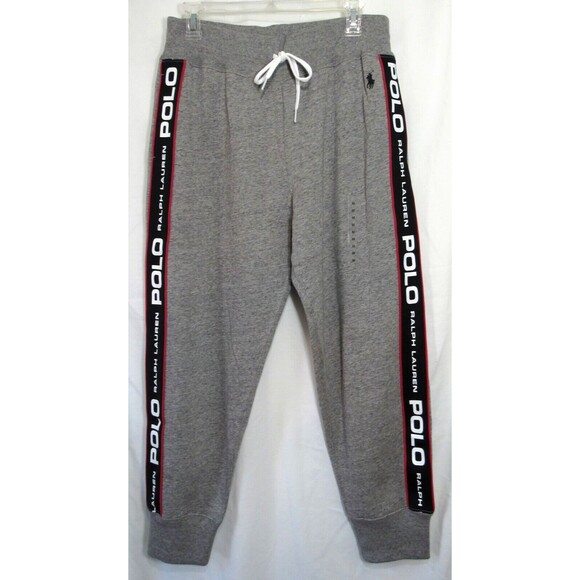 Polo Ralph Lauren Gray Logo Side Tape Stripe Sweatpants Size Medium NWT